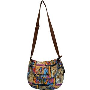 Laurel Burch Love Horses Quilted Medium Handbag Purse Crossbody Bag  VTG